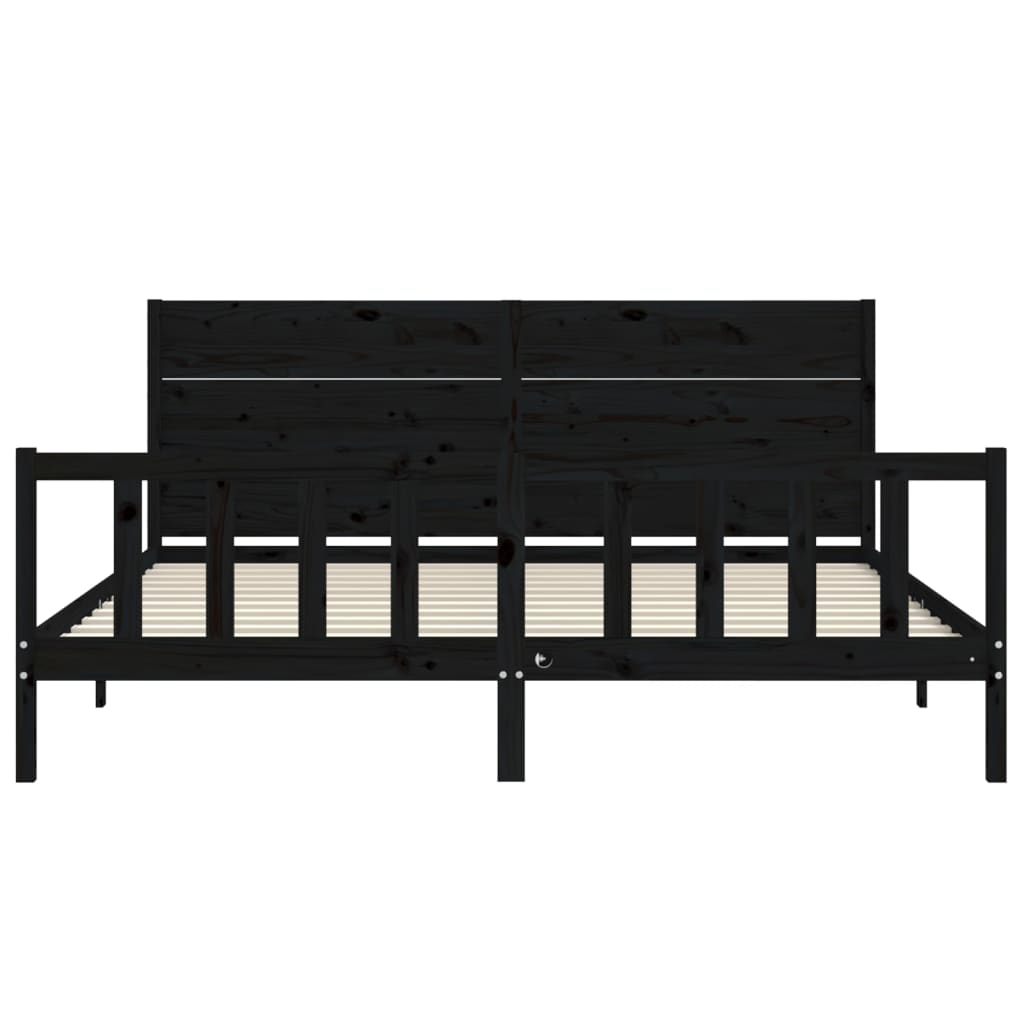 Sengeramme med hodegavl svart 200x200 cm heltre