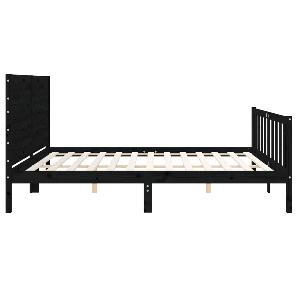 Sengeramme med hodegavl svart 200x200 cm heltre