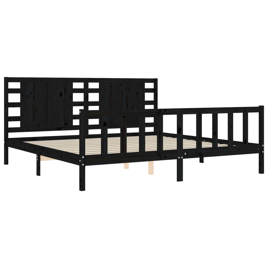 Sengeramme med hodegavl svart 200x200 cm heltre