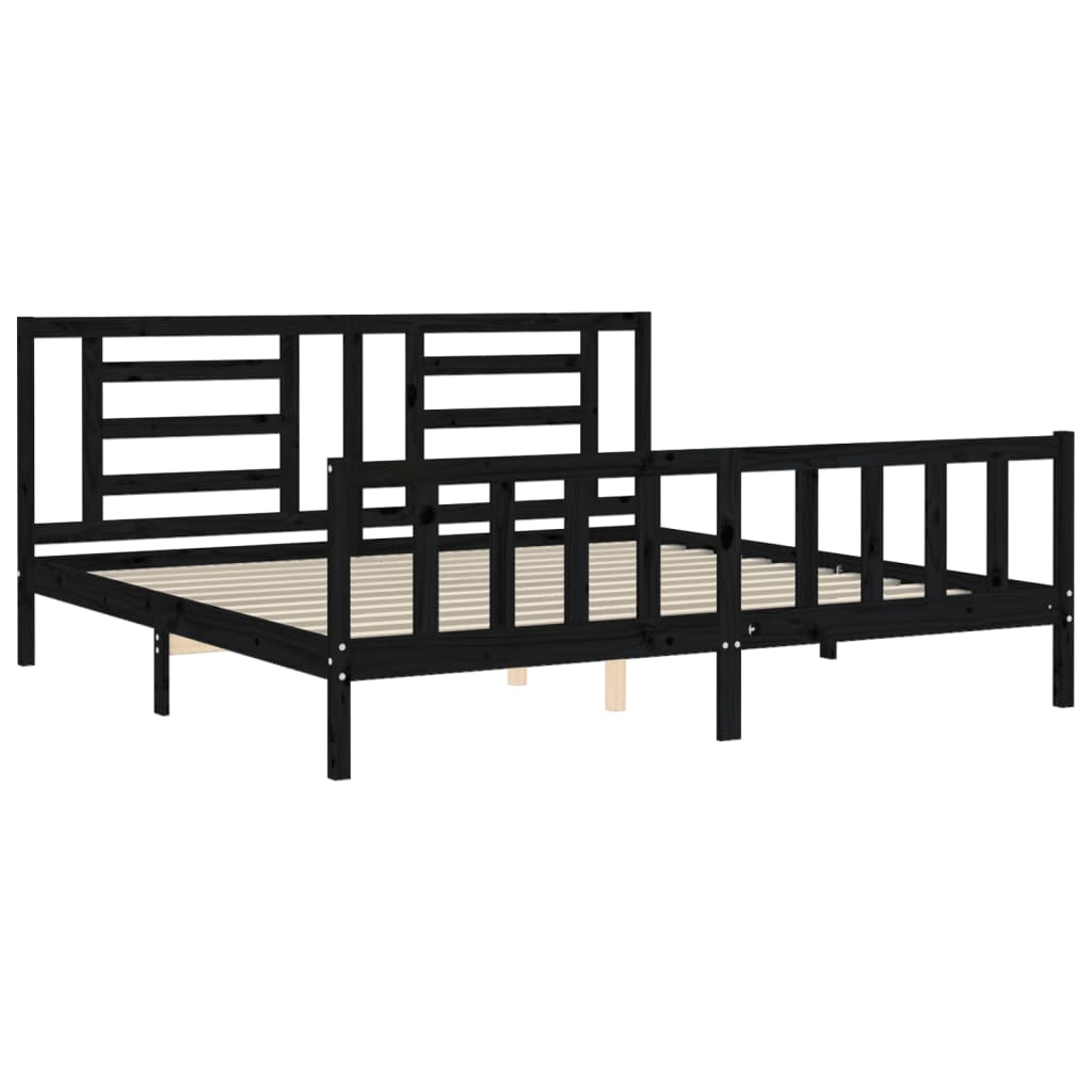 Sengeramme med hodegavl svart 200x200 cm heltre