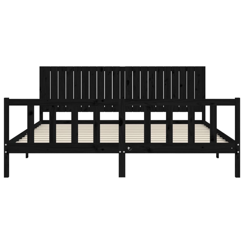 Sengeramme med hodegavl svart 200x200 cm heltre