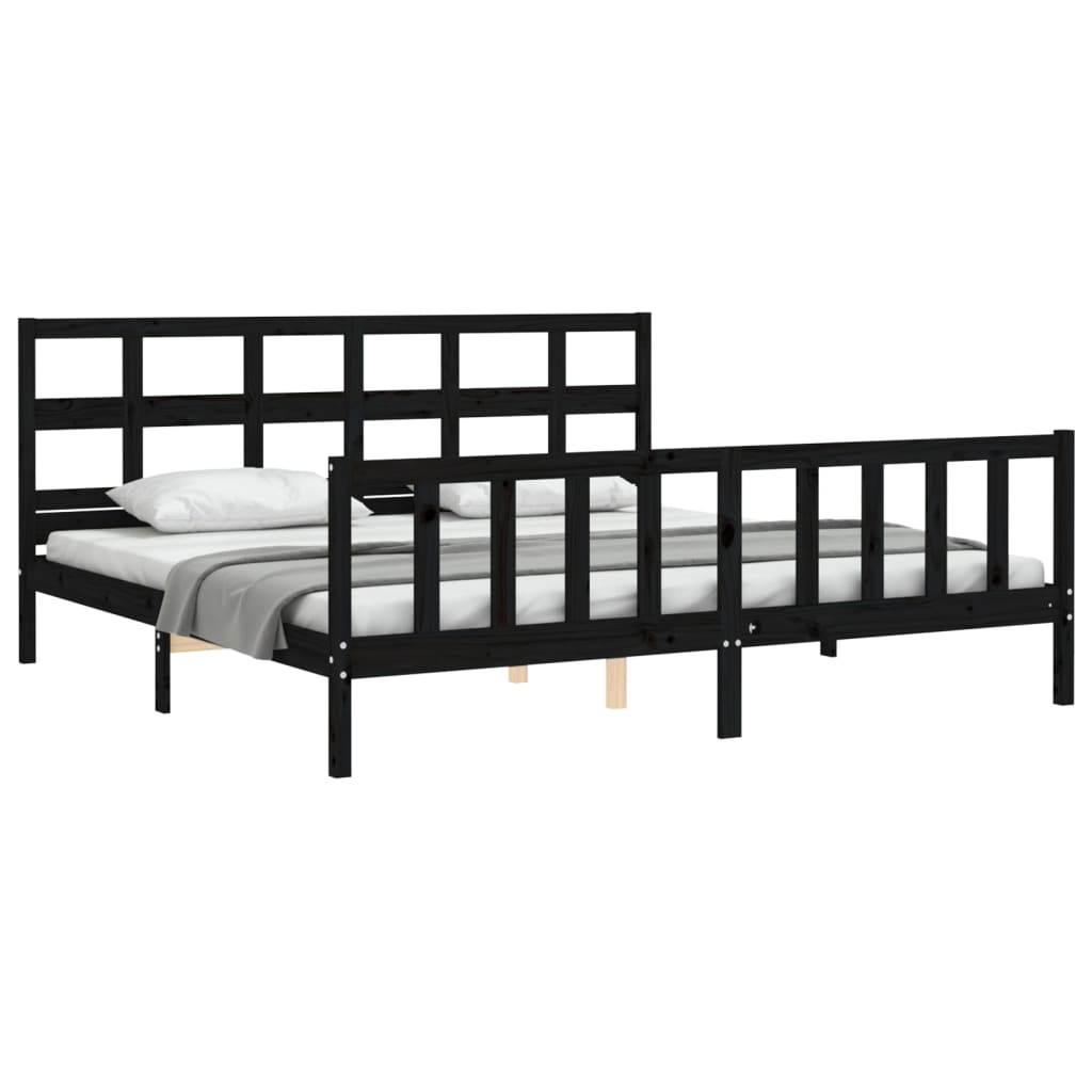 Sengeramme med hodegavl svart 200x200 cm heltre