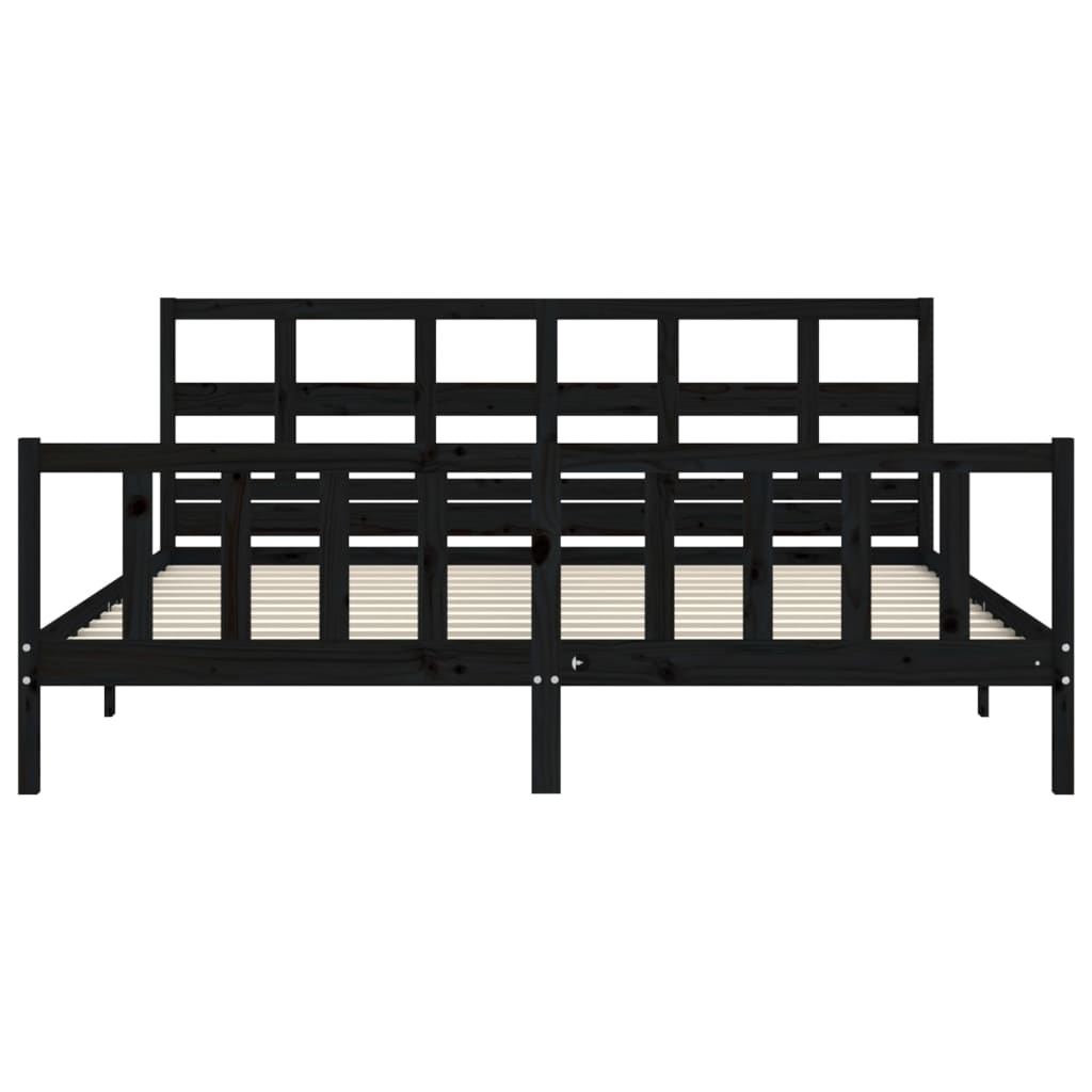 Sengeramme med hodegavl svart 200x200 cm heltre