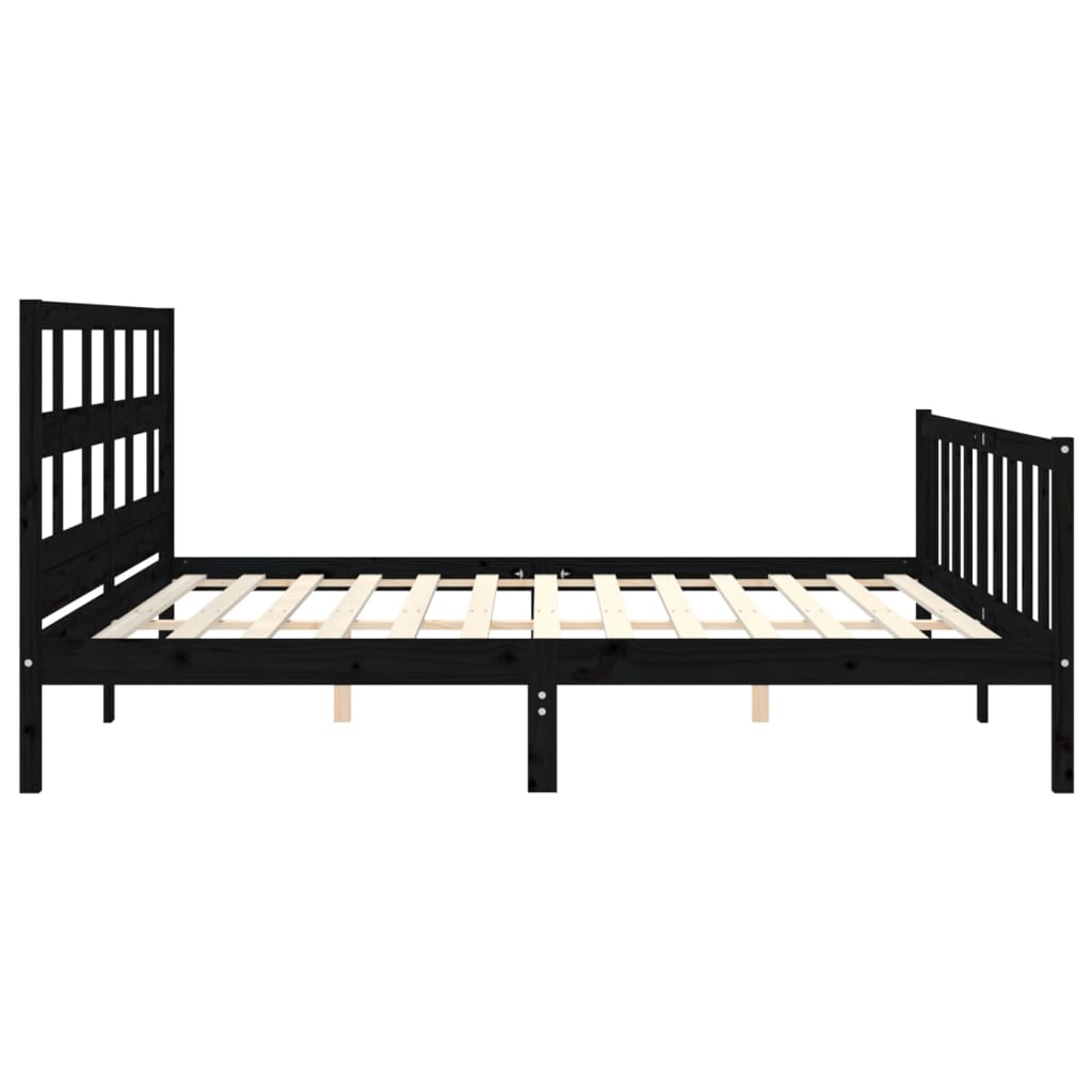 Sengeramme med hodegavl svart 200x200 cm heltre