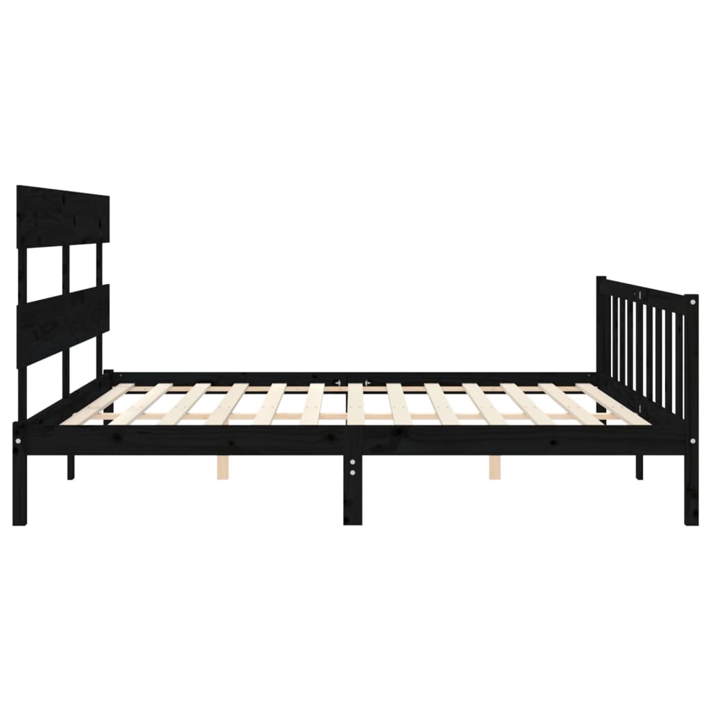 Sengeramme med hodegavl svart 200x200 cm heltre