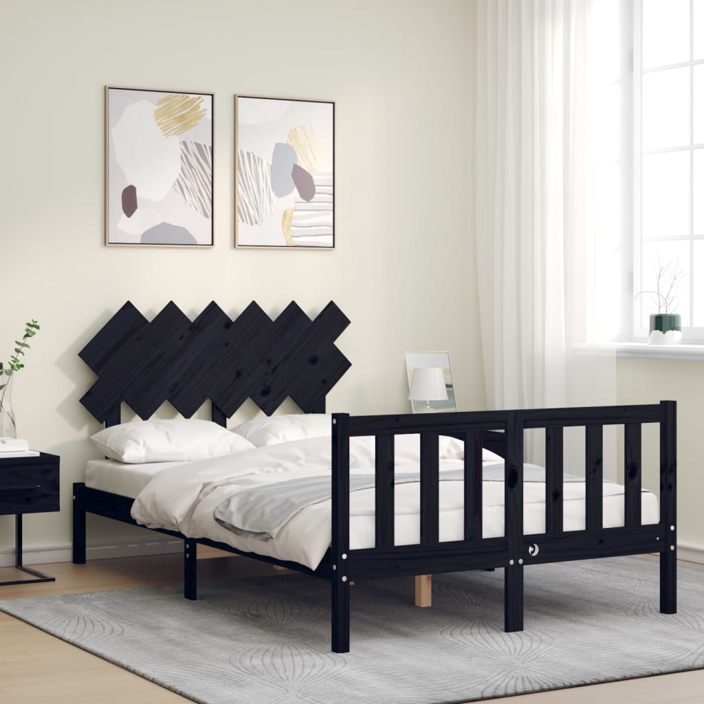 Sengeramme med hodegavl svart double heltre