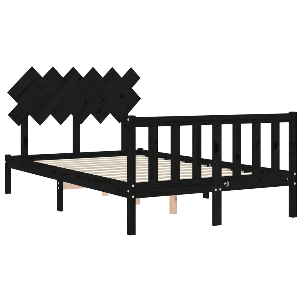 Sengeramme med hodegavl svart double heltre