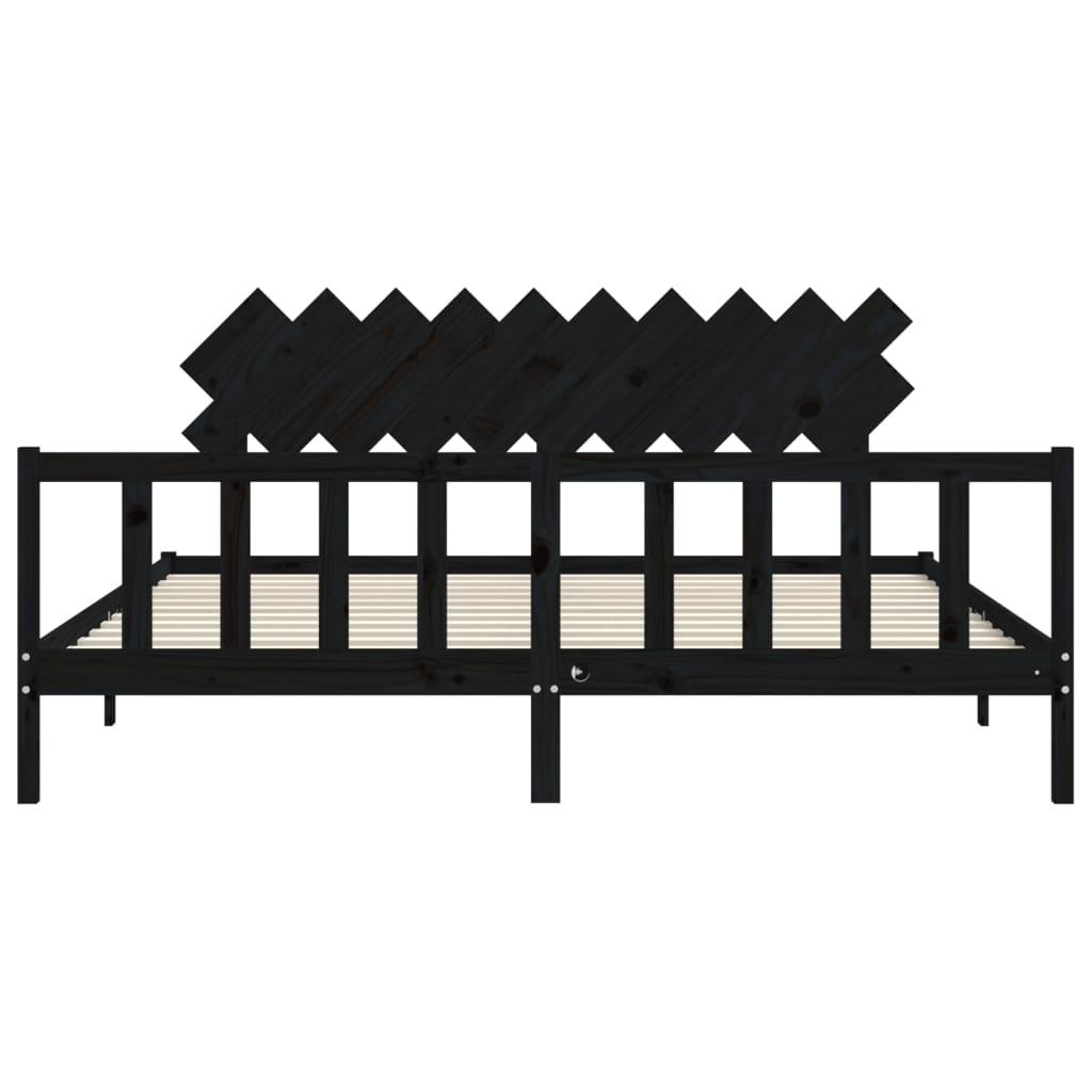 Sengeramme med hodegavl svart 200x200 cm heltre