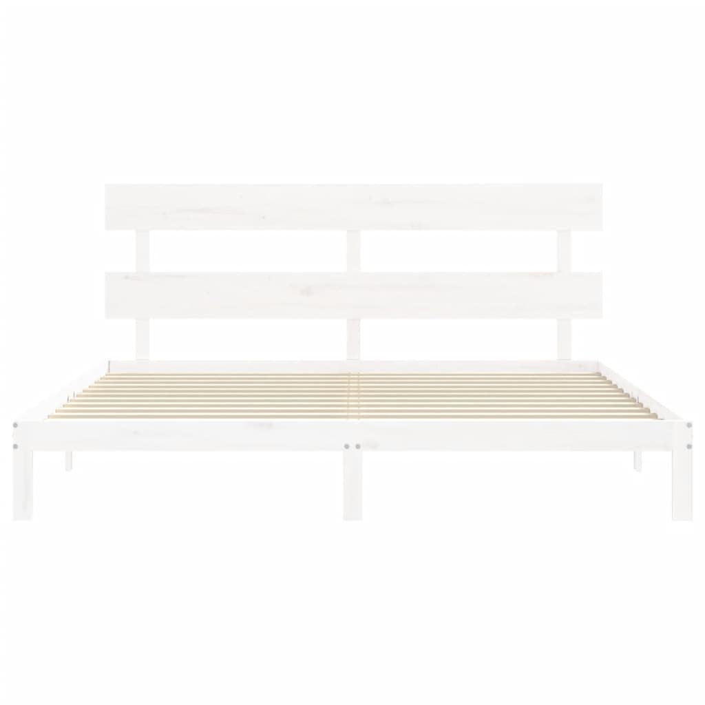 Sengeramme med madrass hvit 200x200 cm heltre furu