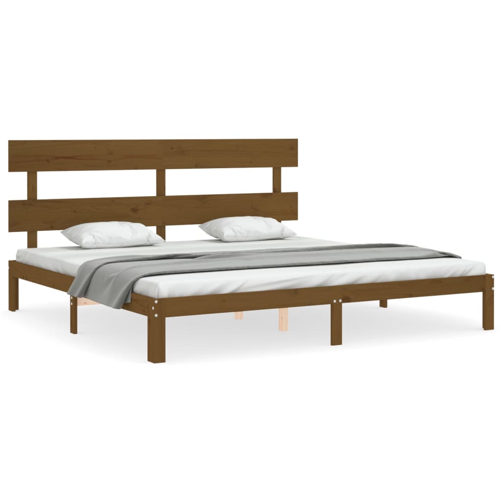 Sengeramme med hodegavl honningbrun 200x200 cm heltre