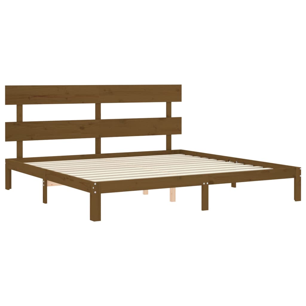 Sengeramme med hodegavl honningbrun 200x200 cm heltre