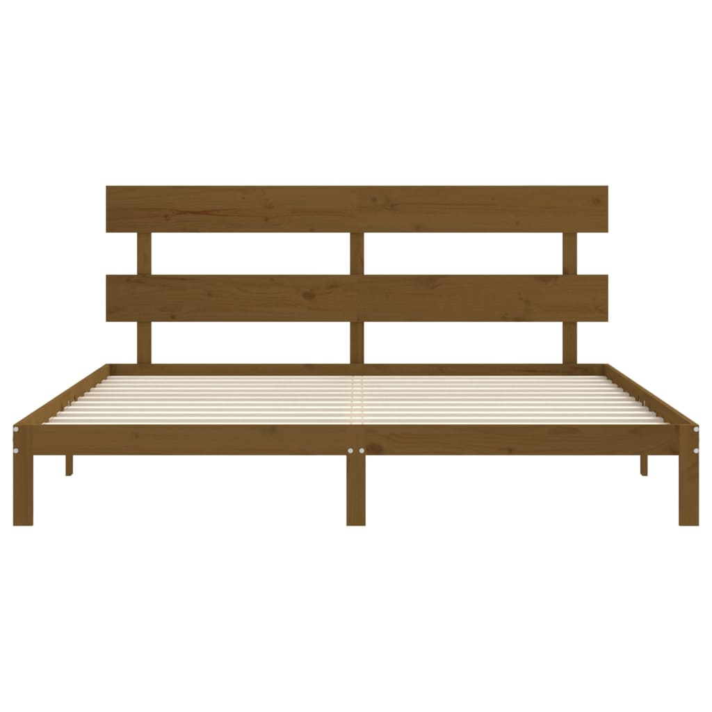 Sengeramme med hodegavl honningbrun 200x200 cm heltre