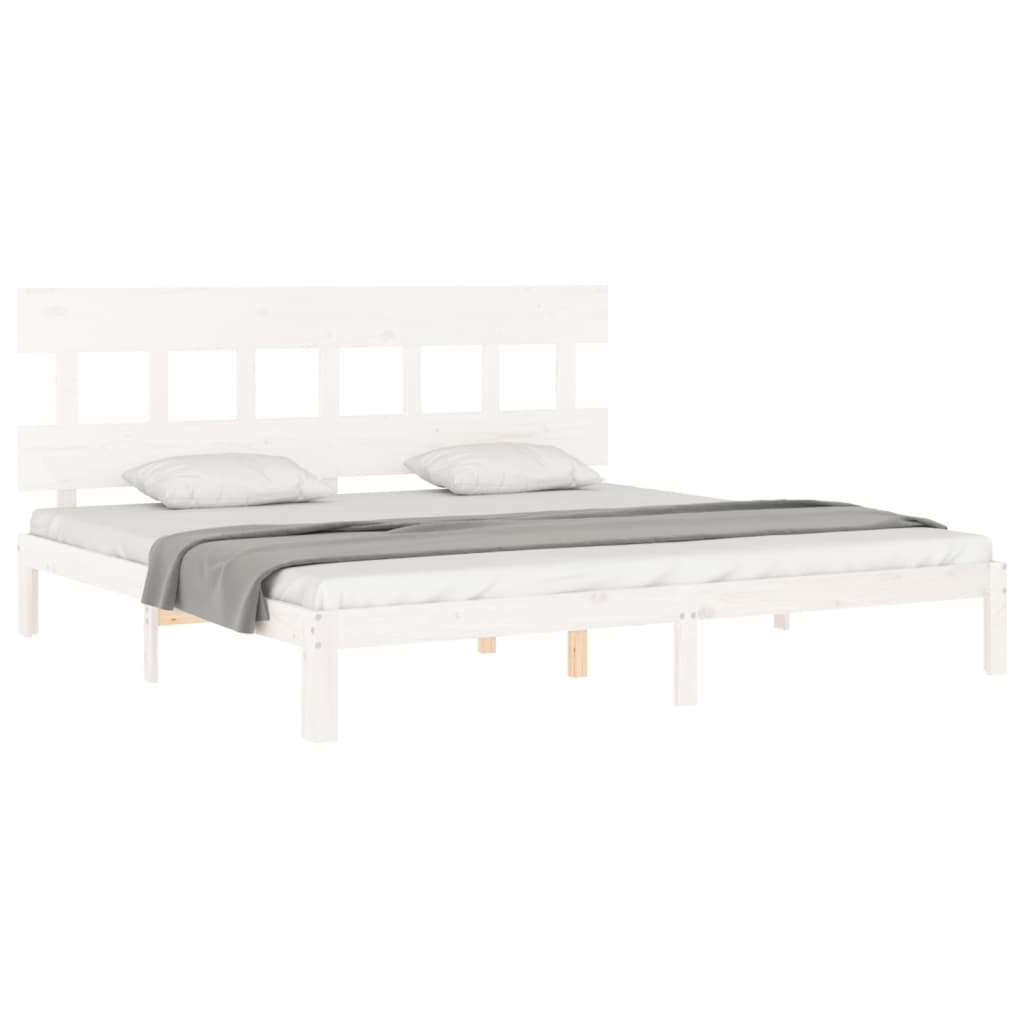 Sengeramme med madrass hvit 200x200 cm heltre furu