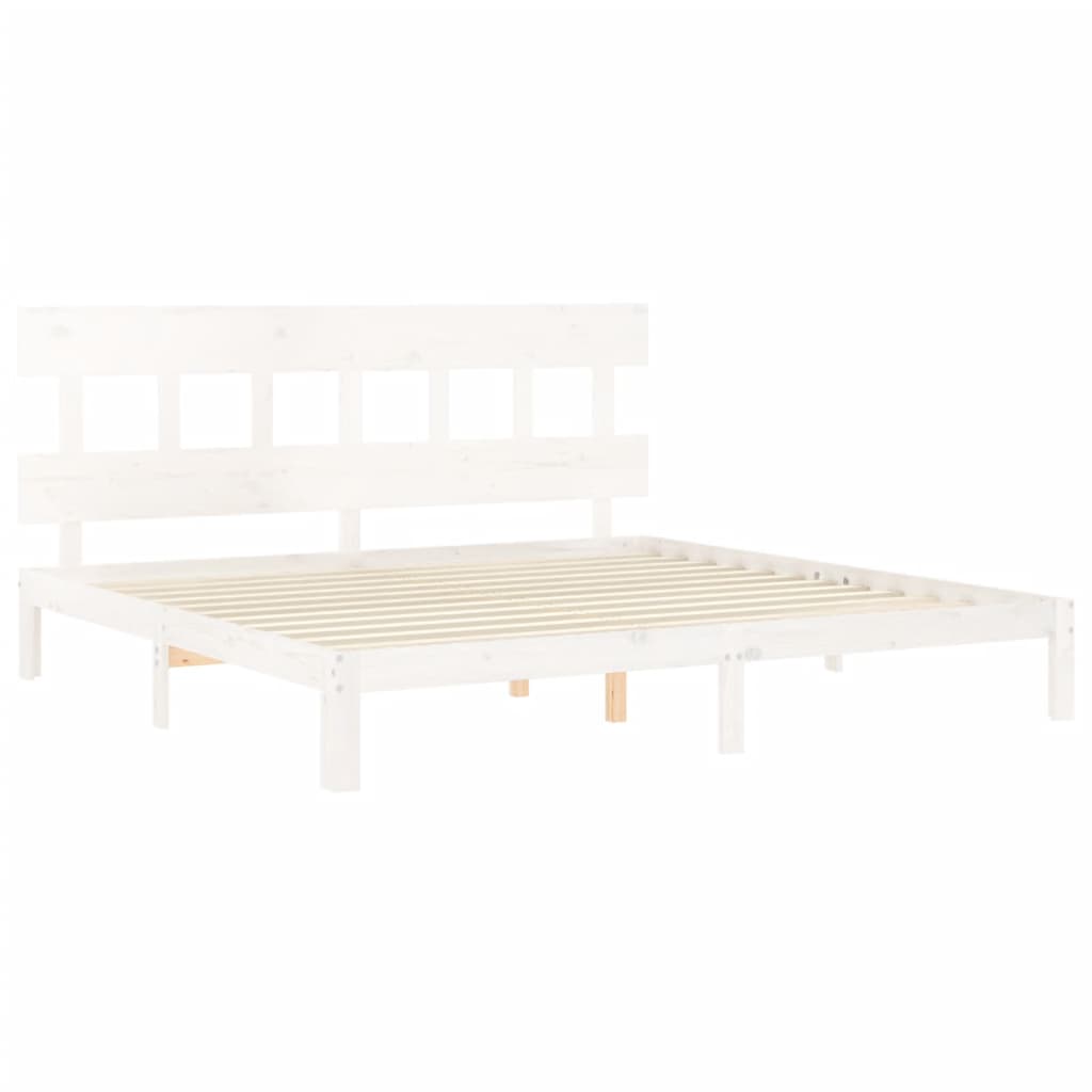 Sengeramme med madrass hvit 200x200 cm heltre furu