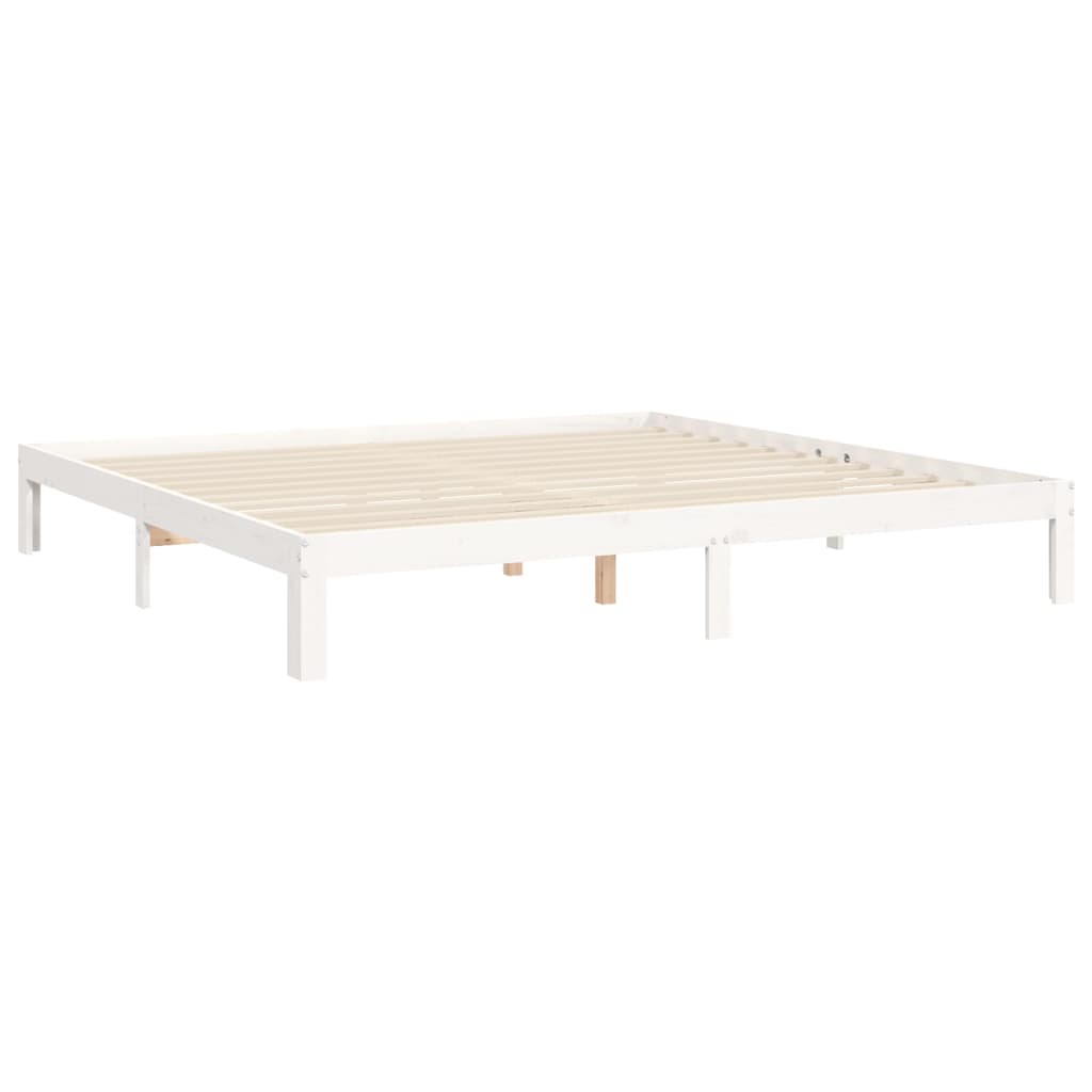 Sengeramme med madrass hvit 200x200 cm heltre furu