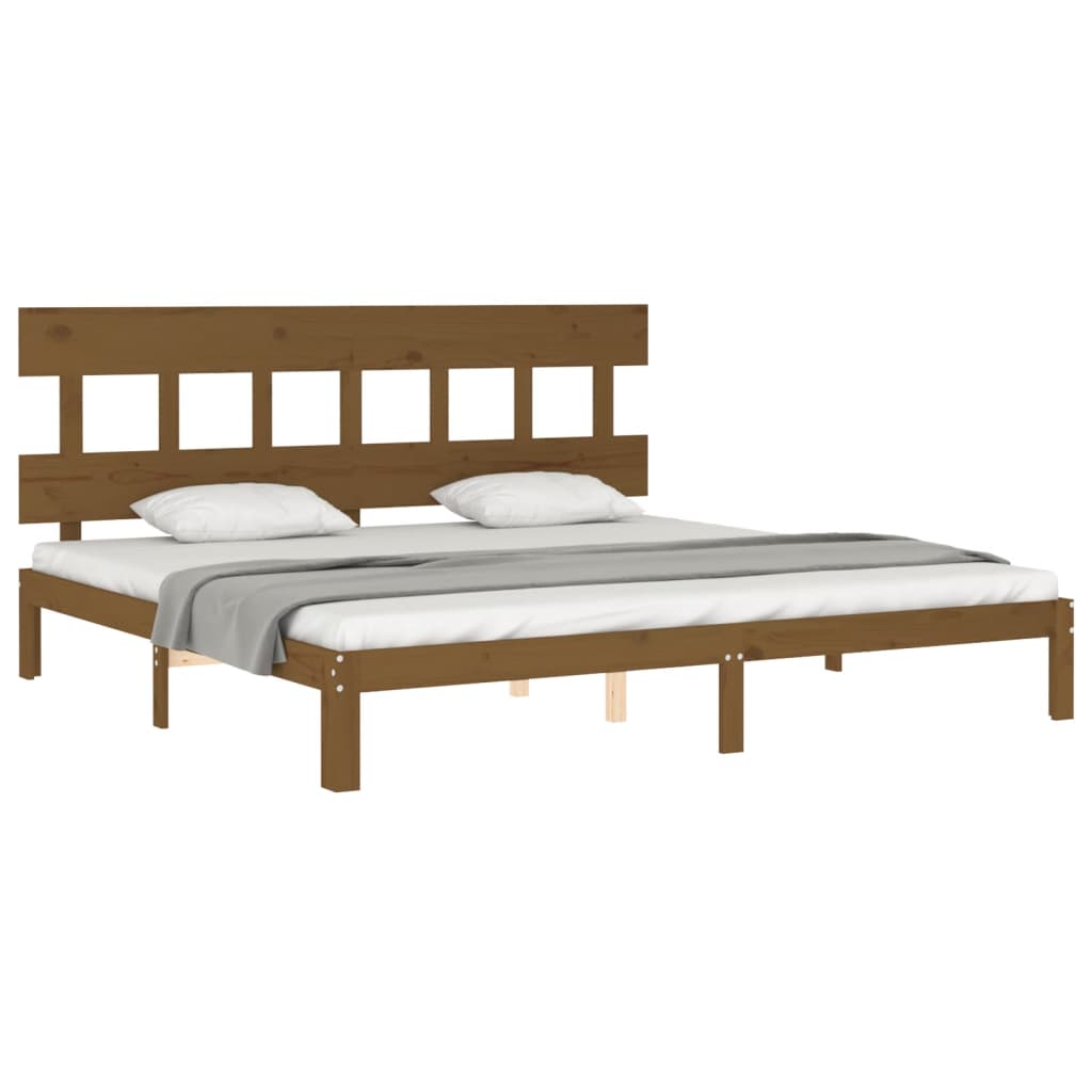Sengeramme med hodegavl honningbrun 200x200 cm heltre