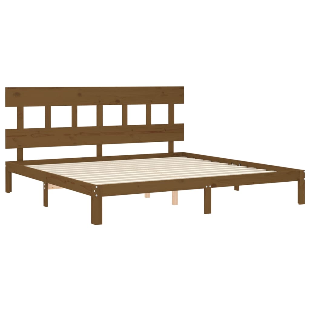 Sengeramme med hodegavl honningbrun 200x200 cm heltre