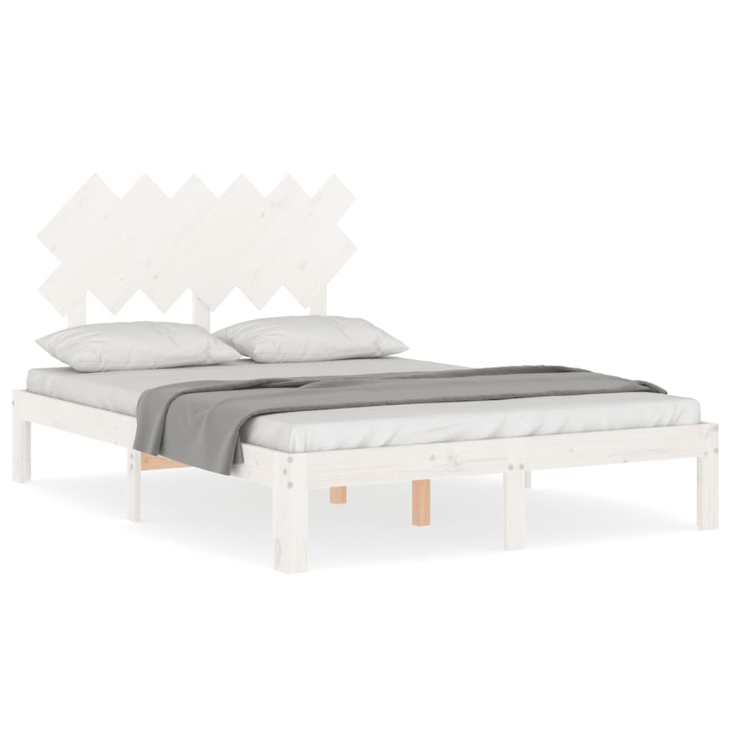 Sengeramme med hodegavl hvit double heltre