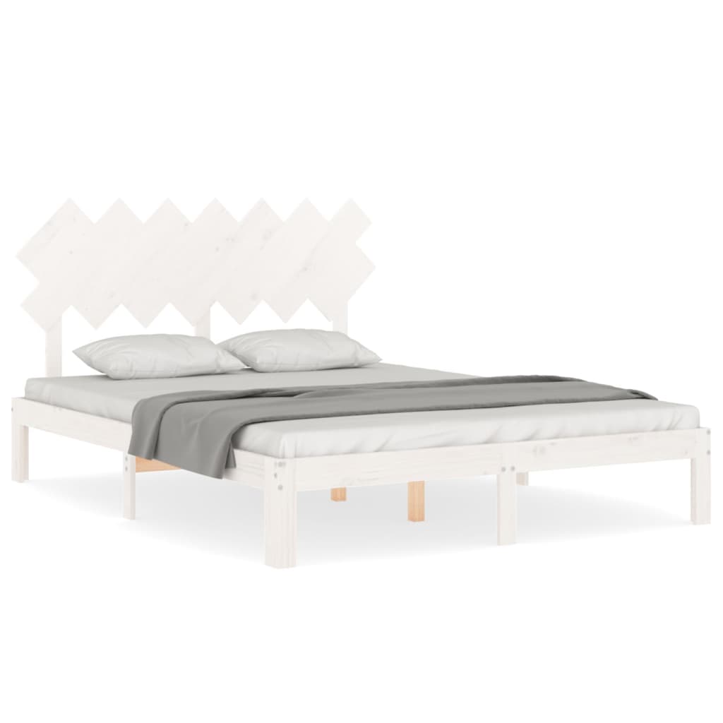 Sengeramme uten madrass hvit 140x190 cm heltre furu