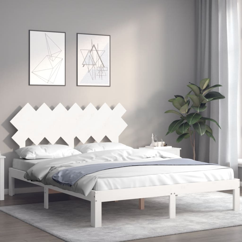 Sengeramme uten madrass hvit 140x190 cm heltre furu