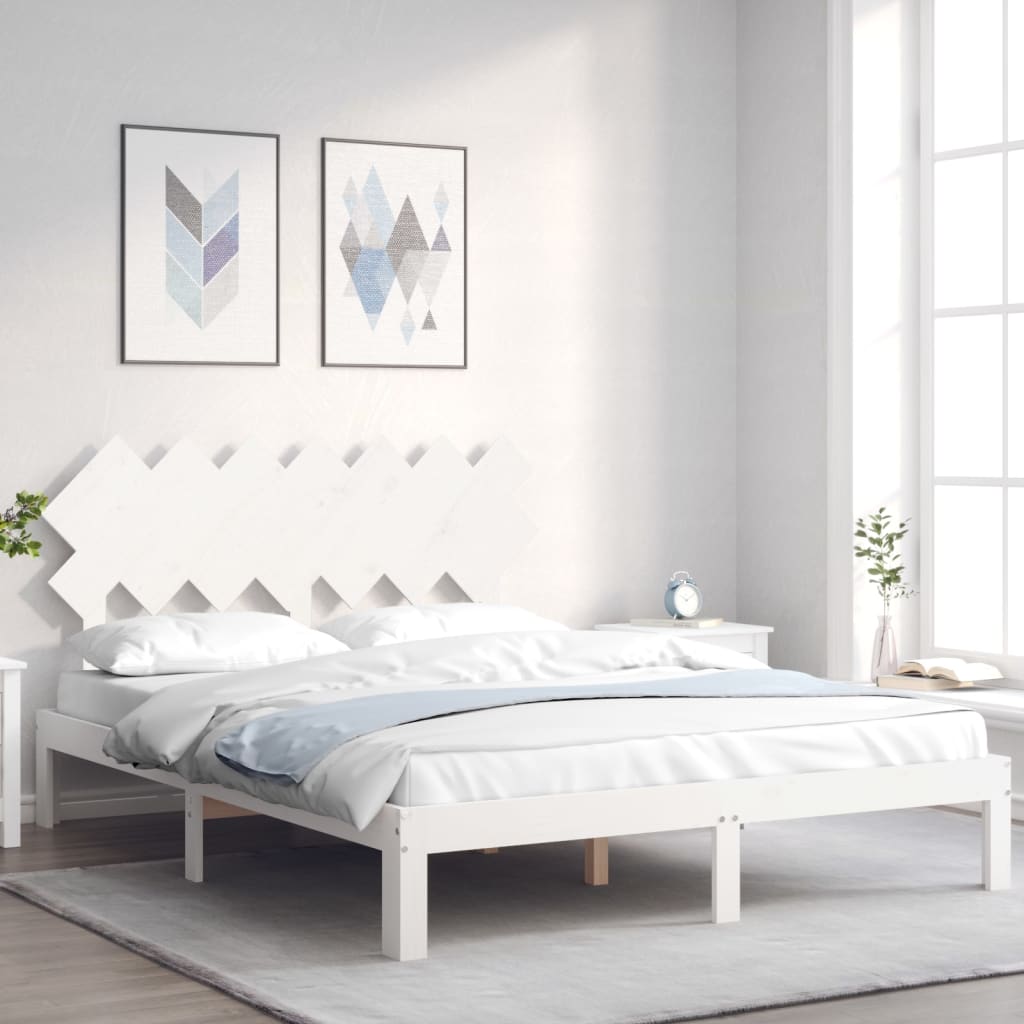 Sengeramme uten madrass hvit 140x190 cm heltre furu