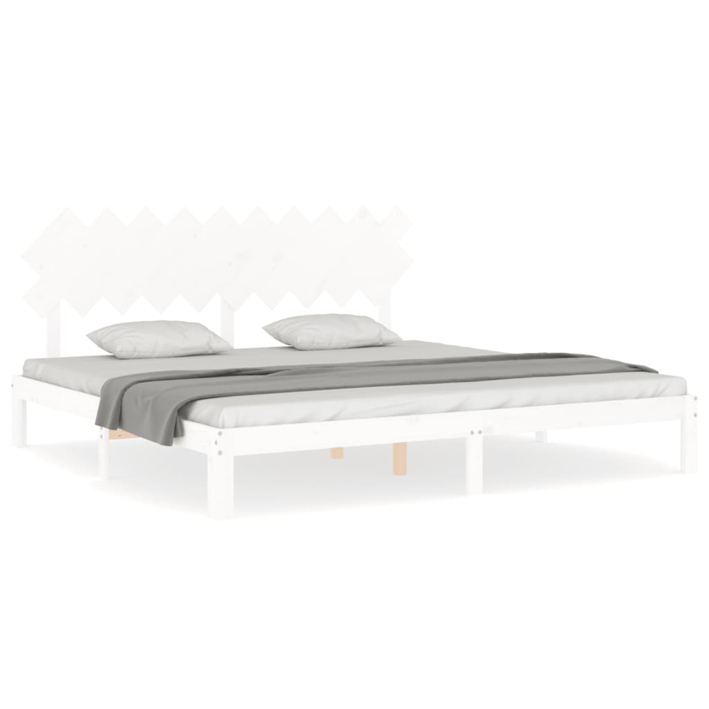 Sengeramme med madrass hvit 200x200 cm heltre furu