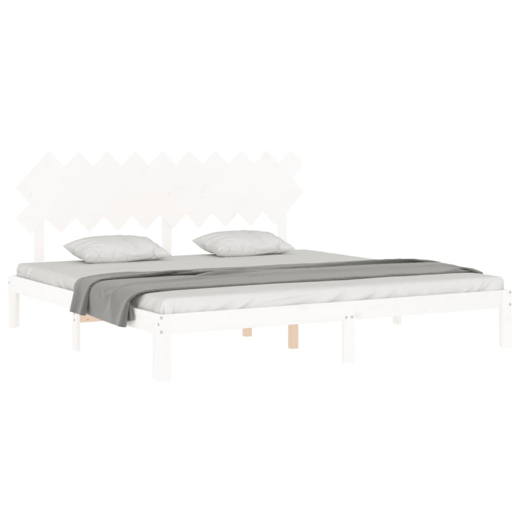 Sengeramme med madrass hvit 200x200 cm heltre furu