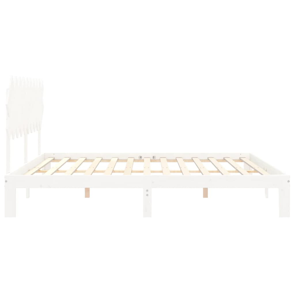 Sengeramme med madrass hvit 200x200 cm heltre furu