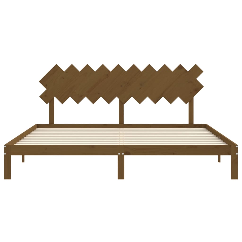 Sengeramme med hodegavl honningbrun 200x200 cm heltre