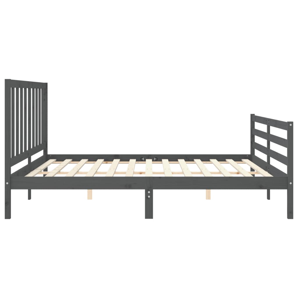 Sengeramme med hodegavl grå 200x200 cm heltre