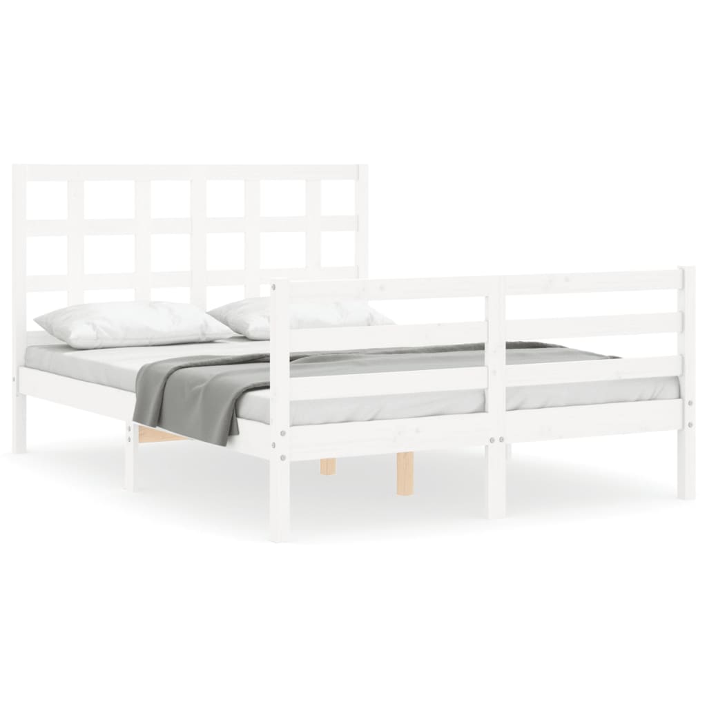 Sengeramme med hodegavl hvit double heltre