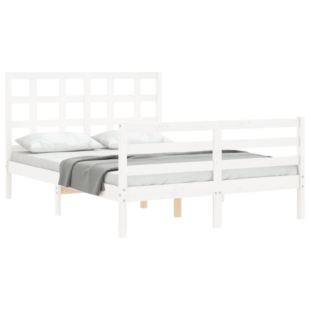 Sengeramme med hodegavl hvit double heltre