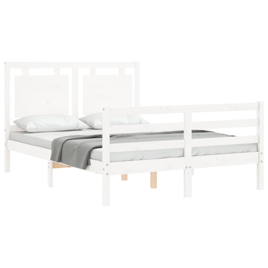 Sengeramme med hodegavl hvit double heltre