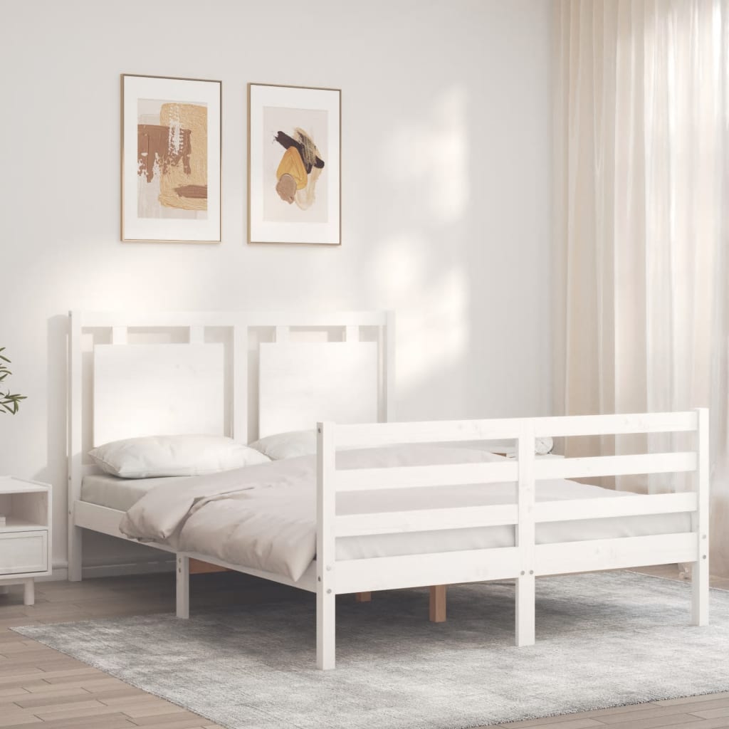Sengeramme med hodegavl hvit double heltre