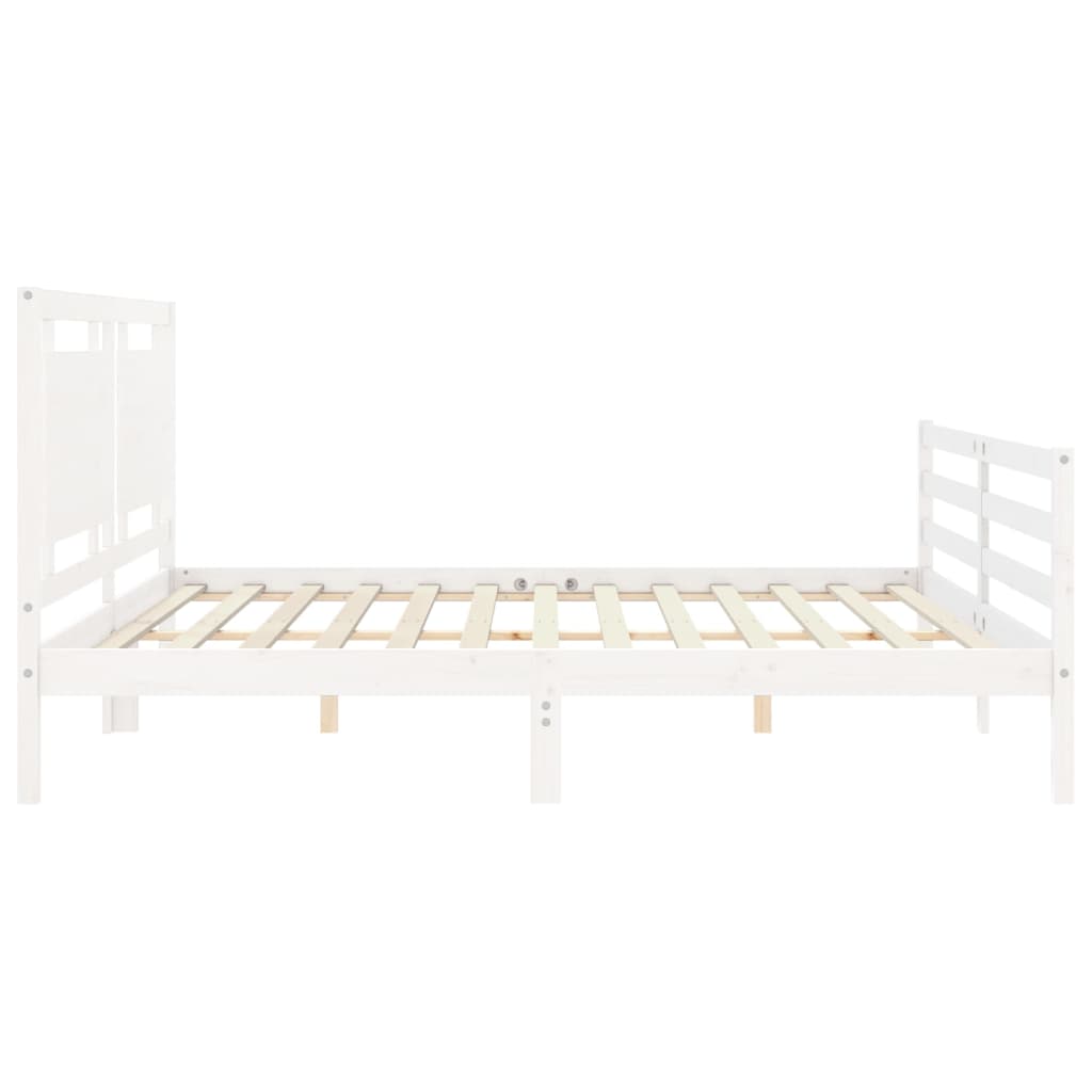 Sengeramme med hodegavl hvit 200x200 cm heltre