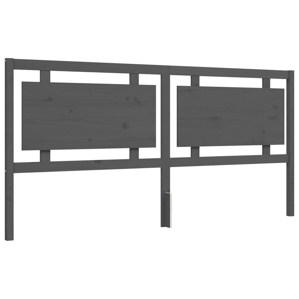 Sengeramme med hodegavl grå 200x200 cm heltre