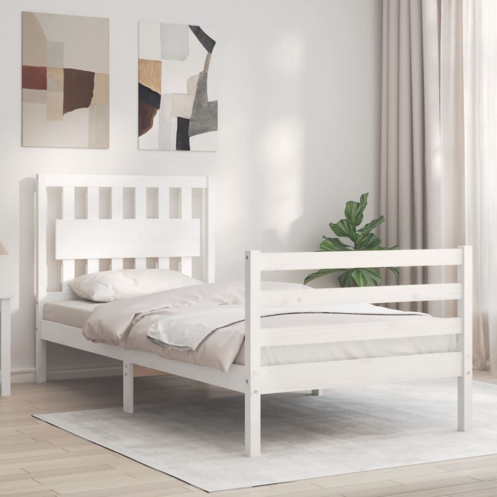 Sengeramme med hodegavl hvit single heltre