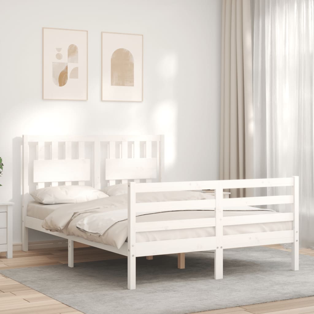 Sengeramme med hodegavl hvit double heltre