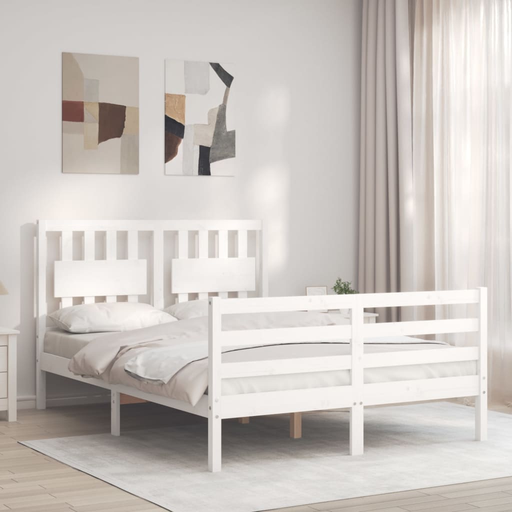 Sengeramme med hodegavl hvit double heltre