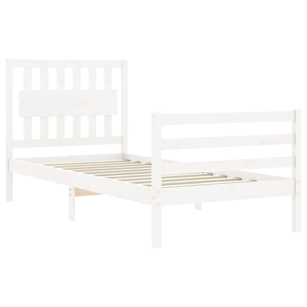 Sengeramme med hodegavl hvit 90x200 cm heltre
