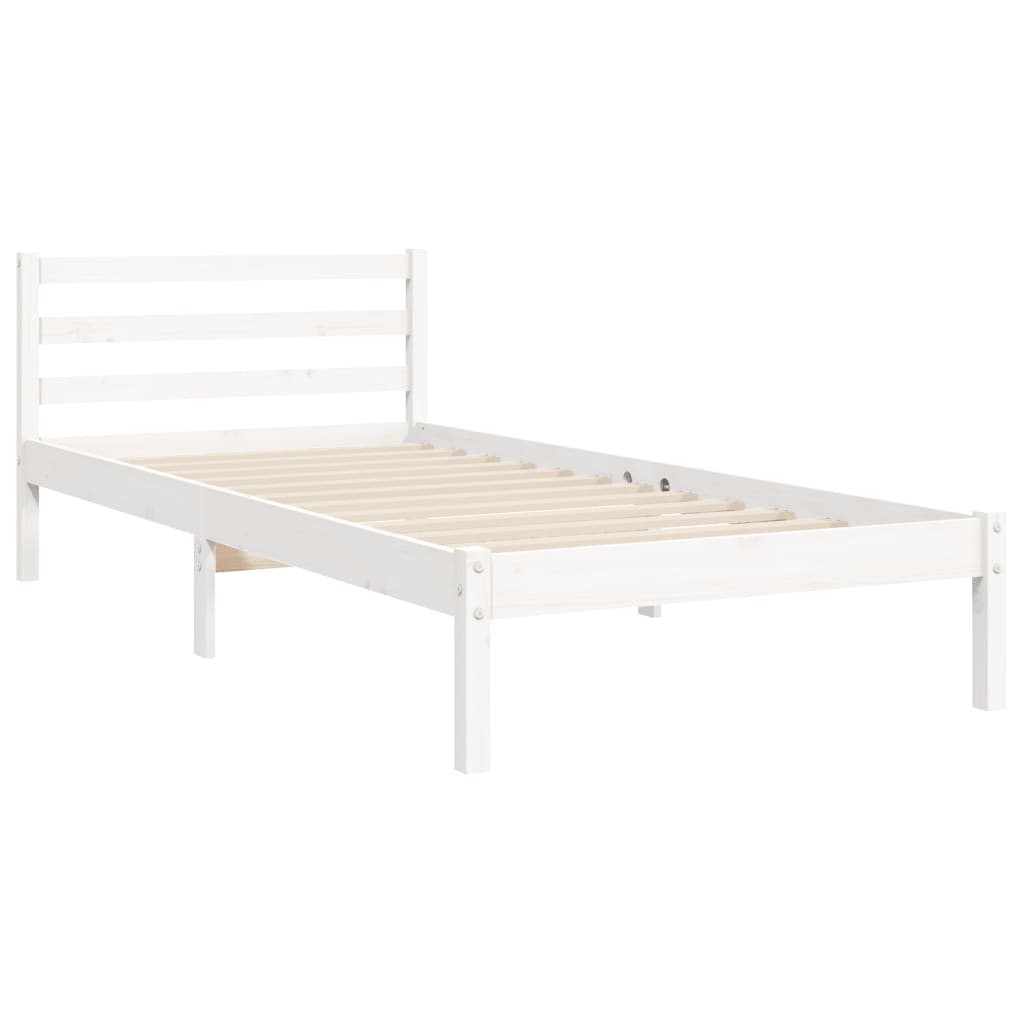 Sengeramme med hodegavl hvit 90x200 cm heltre