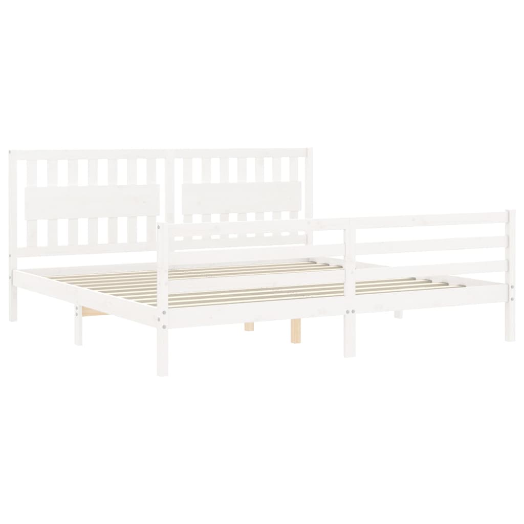 Sengeramme med hodegavl hvit 200x200 cm heltre