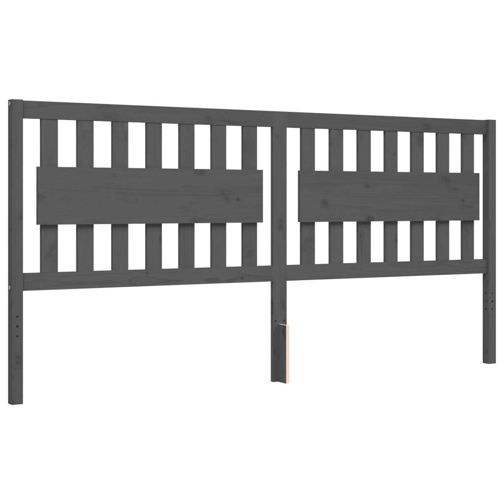 Sengeramme med hodegavl grå 200x200 cm heltre