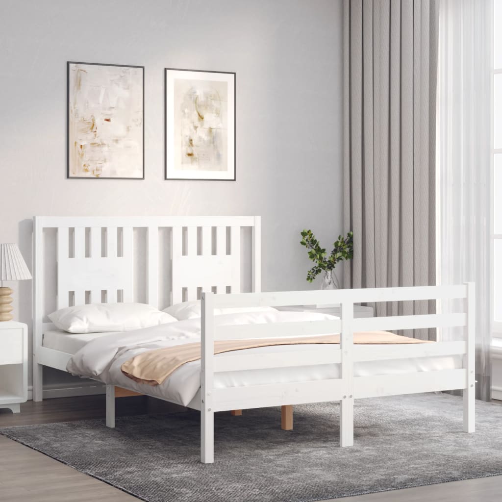 Sengeramme med hodegavl hvit double heltre