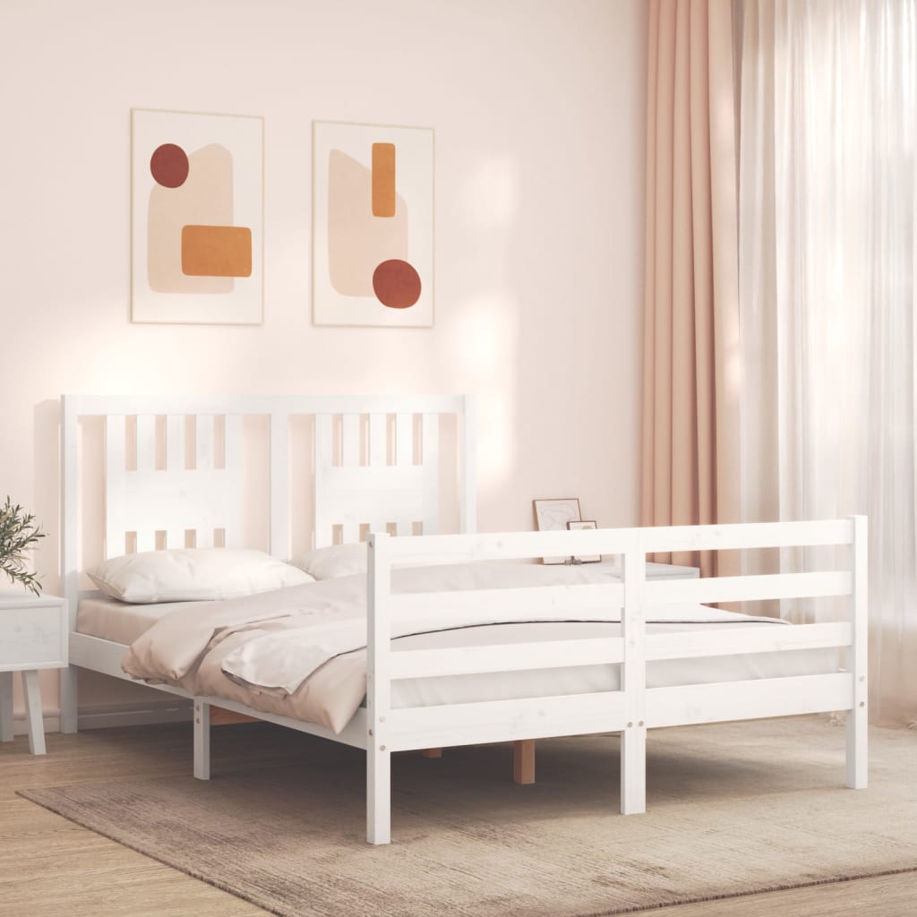 Sengeramme med hodegavl hvit double heltre