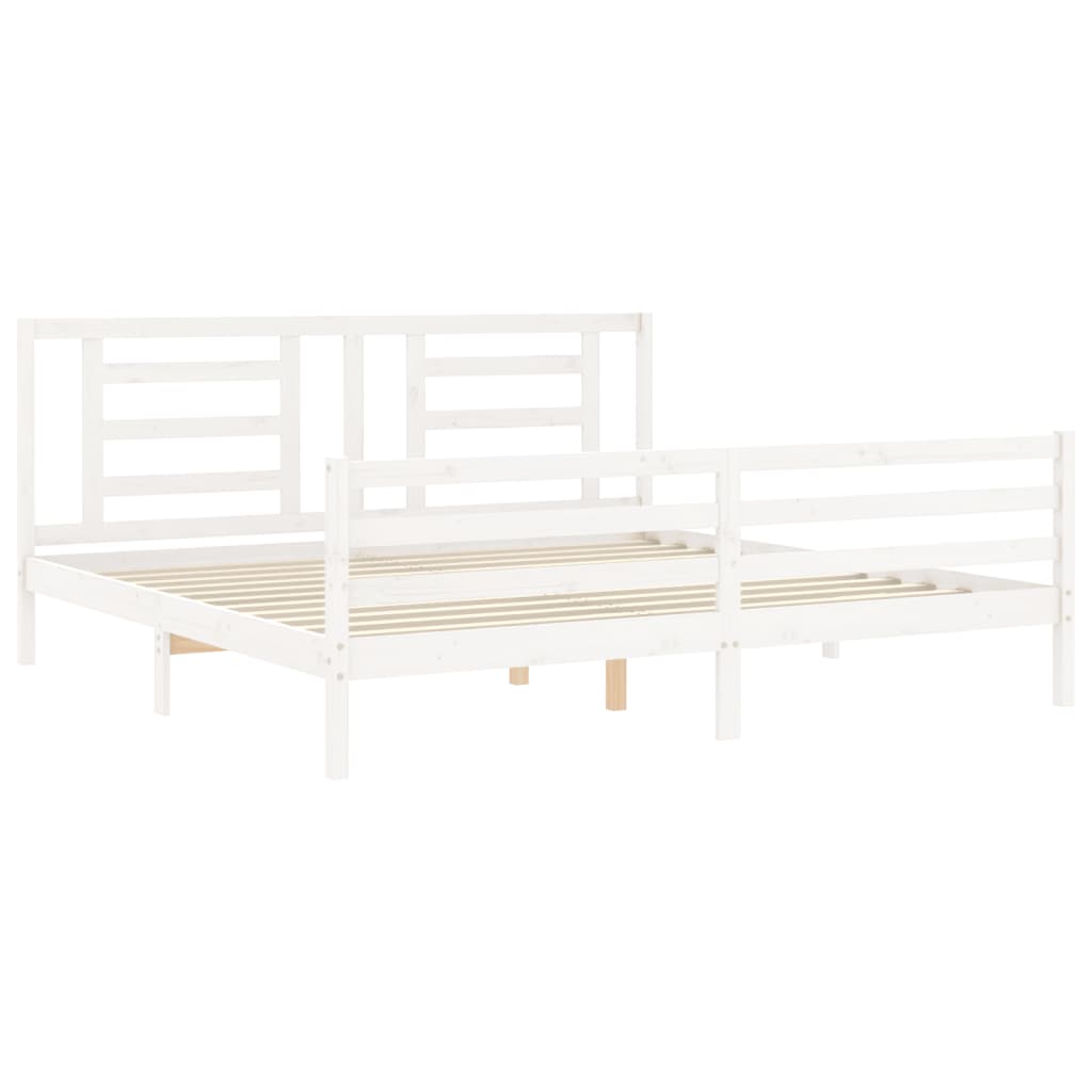 Sengeramme med hodegavl hvit 200x200 cm heltre