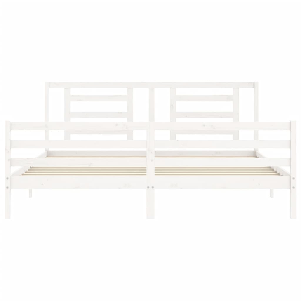 Sengeramme med hodegavl hvit 200x200 cm heltre