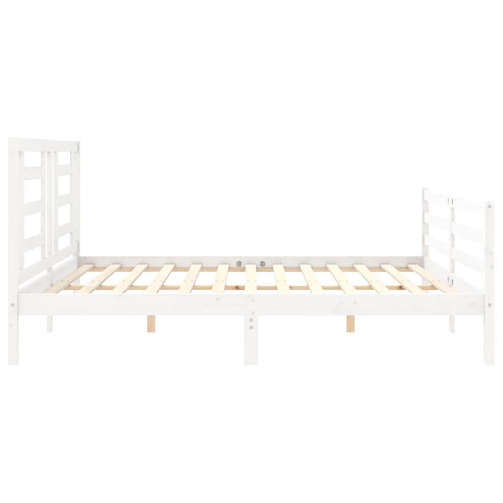 Sengeramme med hodegavl hvit 200x200 cm heltre