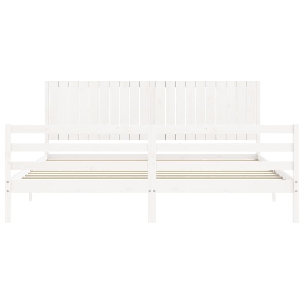 Sengeramme med hodegavl hvit 200x200 cm heltre