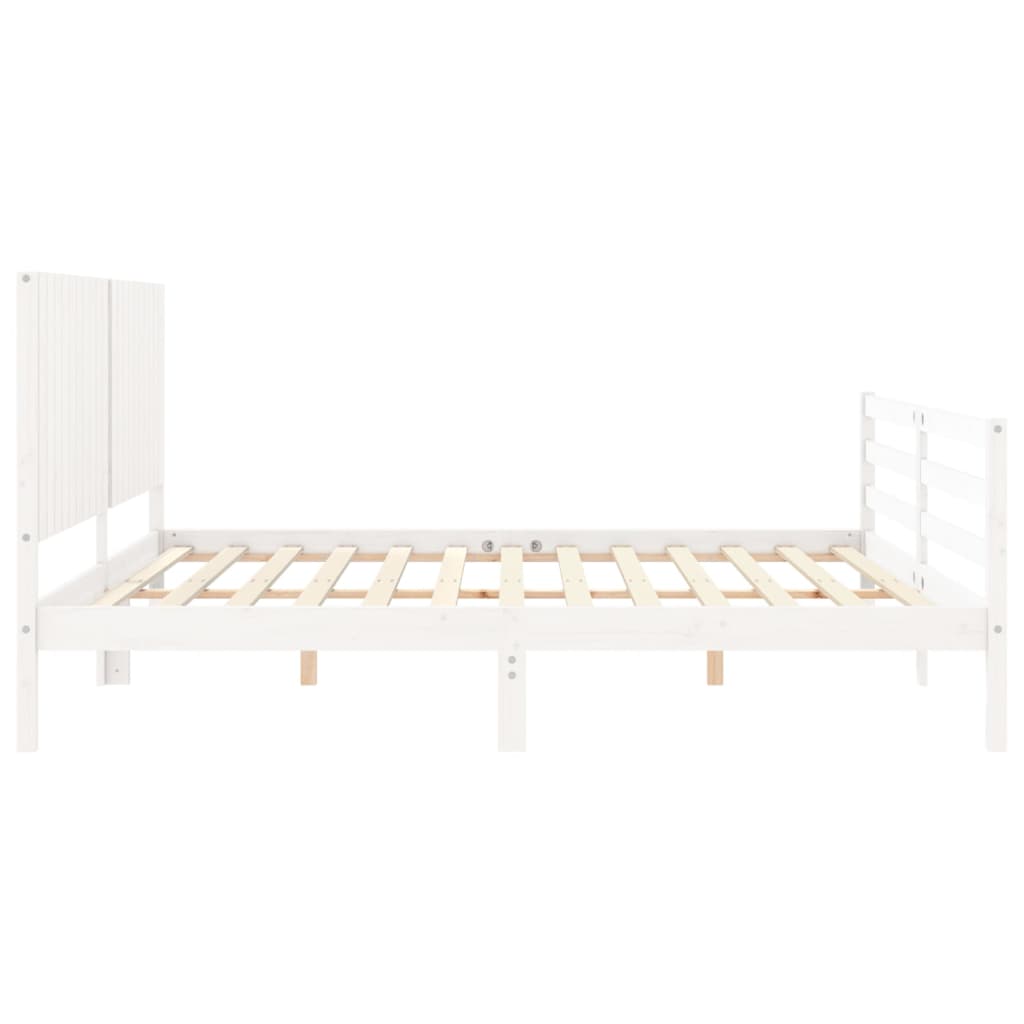 Sengeramme med hodegavl hvit 200x200 cm heltre
